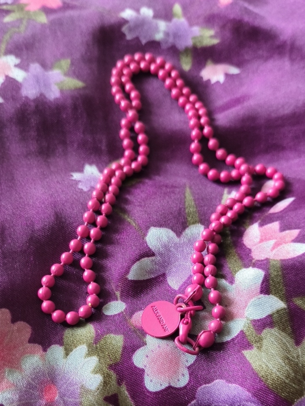 Alex And Ani Fuchsia Metal Beaded Necklace